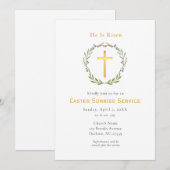  He is Risen Cross Easter Sunrise service Einladung (Vorne/Hinten)