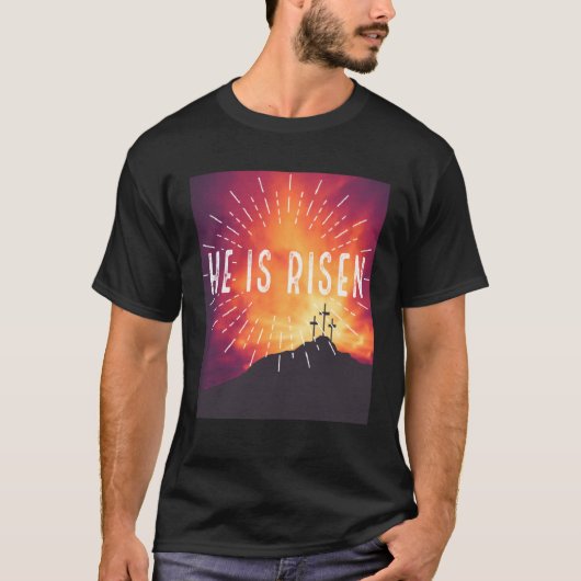 He Is Risen Cross Jesus Religious Easter Day Chris T-Shirt (Vorderseite)