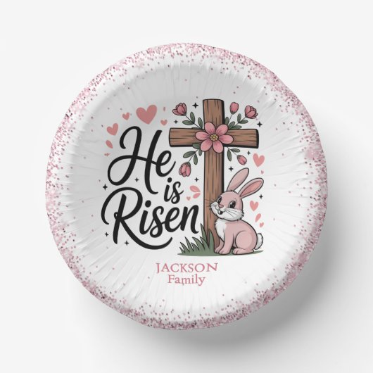 He Is Risen Cute Easter Pappteller (Vorderseite)