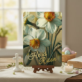 He Is Risen Daffodil Floral Gold Foil Card Folien Feiertagskarte