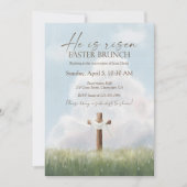He Is Risen Easter Brunch Cross Resurrection Einladung (Vorderseite)