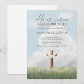 He Is Risen Easter Brunch Cross Resurrection Einladung (Vorne/Hinten)