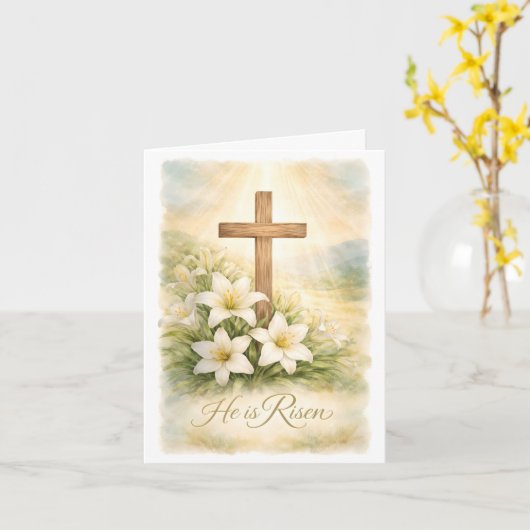 He is Risen Easter Card Karte (Gelbe Blume)