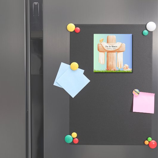 He Is Risen – Easter Cross and Lamb Art Magnet