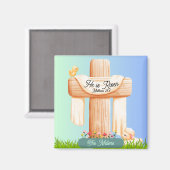 He Is Risen – Easter Cross and Lamb Scene Magnet (Vorderseite/Rückseite)