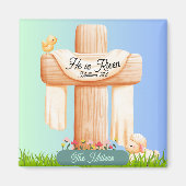 He Is Risen – Easter Cross and Lamb Scene Magnet (Vorne)