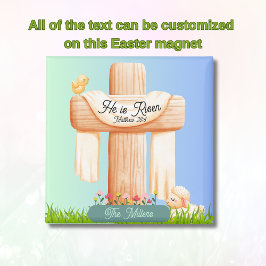 He Is Risen – Easter Cross and Lamb Scene Magnet