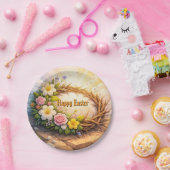 He Is Risen Easter Floral Crown of Thorns Pappteller (Party)