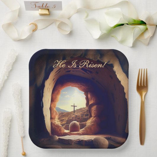 He is Risen! Easter Sunday Paper Plate Pappteller (Hochzeit)