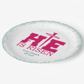 He is Risen! Easter Sunday Paper Plate Pappteller (Schrägansicht)