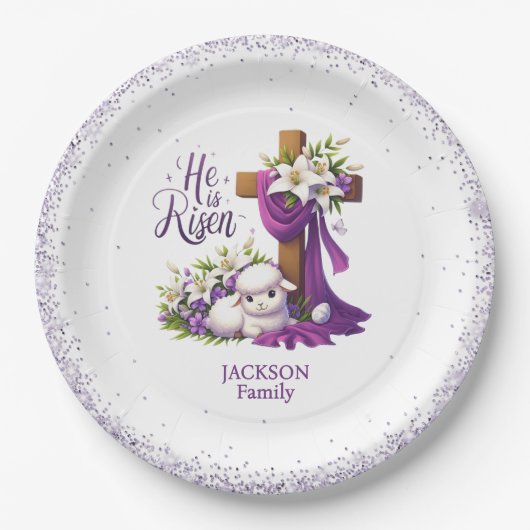 He is Risen! Easter Sunday Pappteller (Vorderseite)