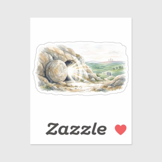 He Is Risen Empty Tomb Easter Cross Sticker (Blatt)