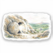 He Is Risen Empty Tomb Easter Cross Sticker (Vorderseite)