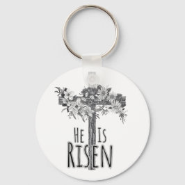 He Is Risen Floral Cross Keychain Schlüsselanhänger