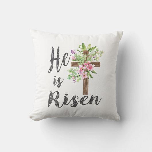 He is Risen Floral Cross Vintage Happy Easter T-Sh Kissen (Vorderseite)