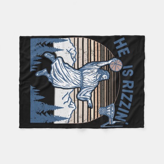 He Is Risen Funny Easter Jesus Playing Sketll Mens Fleecedecke (Vorderseite (Horizontal))