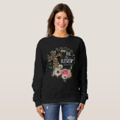He Is Risen Happy Easter Day Jesus Leopard Christi Sweatshirt (Vorne ganz)