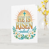 He Is Risen Indeed Easter Card Karte (Gelbe Blume)