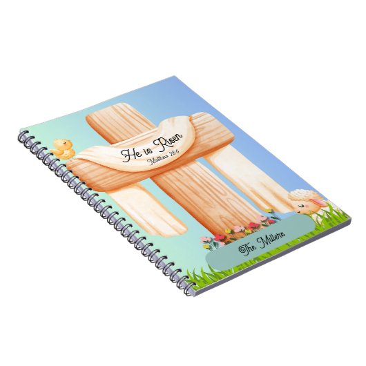 He Is Risen Matthew 28:6 Christian Cross  Notizblock (Rechte Seite)