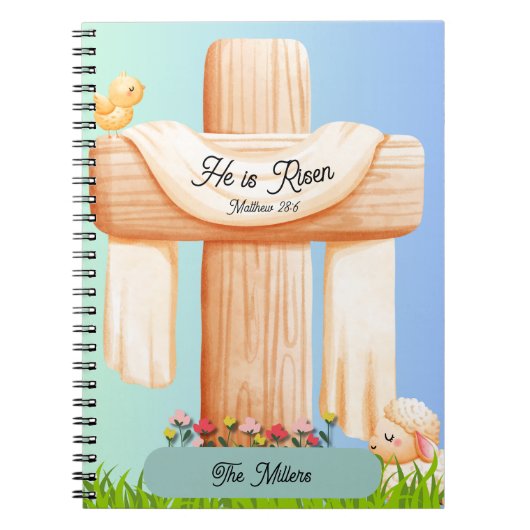 He Is Risen Matthew 28:6 Christian Cross  Notizblock (Vorderseite)