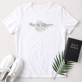 He Is Risen Minimalist 3 Crosses Palm Leaf Easter Tri-Blend Shirt