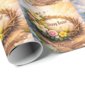 He Is Risen Religious Floral Crown Easter Geschenkpapier (Rolleneckpunkt)