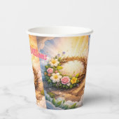 He Is Risen Religious Floral Crown Easter Pappbecher (Rückseite)