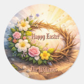 He Is Risen Religious Floral Crown Easter Sticker (Vorderseite)