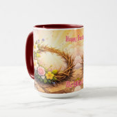 He Is Risen Religious Floral Crown Personalized Tasse (Vorderseite Links)
