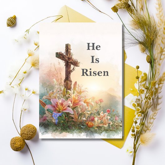 He Is Risen Watercolor Easter Card Einladung