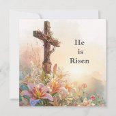 He Is Risen Watercolor Easter Card Karte (Vorderseite)