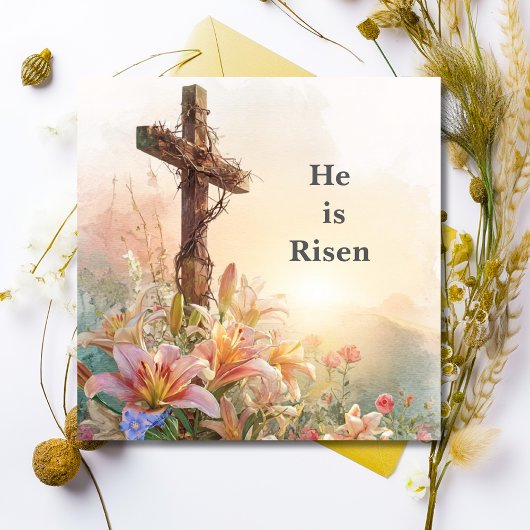 He Is Risen Watercolor Easter Card Karte