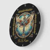 He Is Risen Winged Cross Große Wanduhr (Winkel)