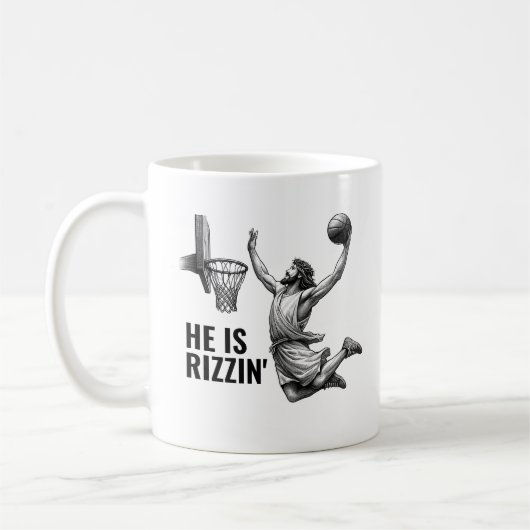He is Rizzin - Basketball Jesus Funny Jesus Meme Kaffeetasse (Links)