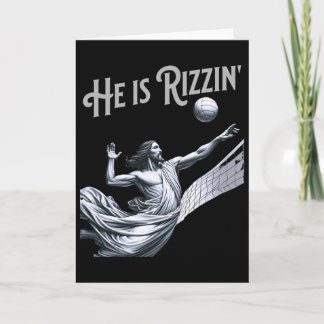 He Is Rizzin Jesus Playing Volleyball Funny Sports Karte