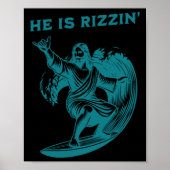 He Is Rizzin Jesus Surfing Funny Retro Easter Vint Poster (Vorne)