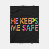 He Keeps Me Safe Wolf For Lovers Girlfriend Wife V Fleecedecke (Vorderseite)