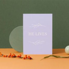 He Lives Christian Easter Card – Lavender Faith Feiertagskarte