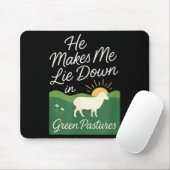 He Makes Me Lie Down In Green Pastures Mousepad (Mit Mouse)