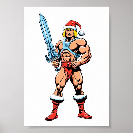 He Man Cartoon in Santa Hat – Retro Heman Poster (Vorne)