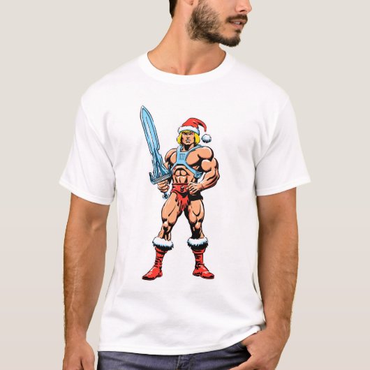 He Man Cartoon in Santa Hat – Retro Heman T-Shirt (Vorderseite)