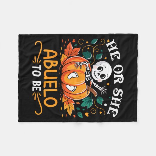 He Or She Abuelo To Be Halloween Skeleton Baby Rev Fleecedecke (Vorderseite (Horizontal))