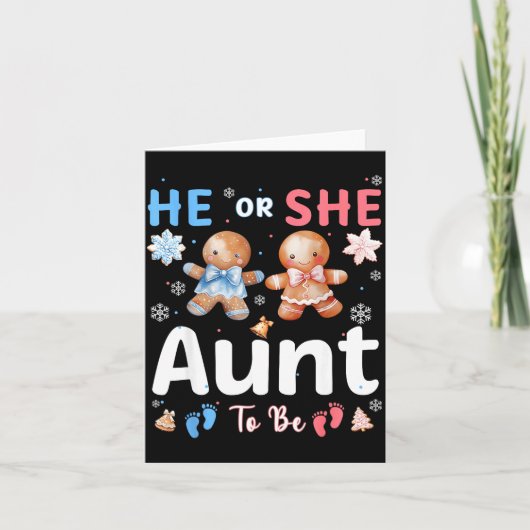 He Or She Aunt To Be Christmas Gingerbread Gender Karte (Vorderseite)