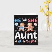 He Or She Aunt To Be Christmas Gingerbread Gender  Karte (Gelbe Blume)