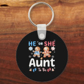 He Or She Aunt To Be Christmas Gingerbread Gender Schlüsselanhänger (Vorderseite)