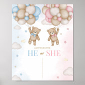 He or She Bear Gender Reveal Sign Poster (Vorne)