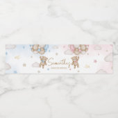 He or She Bear Gender Reveal Wasserflaschenetikett (Einzelnes Label)