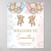 He or She Bear Gender Reveal Welcome Sign Poster (Vorne)