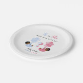 He or She Black Twins Balloon Gender Reveal  Pappteller (Schrägansicht)