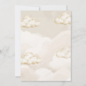 He Or She Boho Beige Clouds Gold Gender Reveal Einladung (Rückseite)